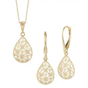 14K Yellow Gold Earring and Pendant Set